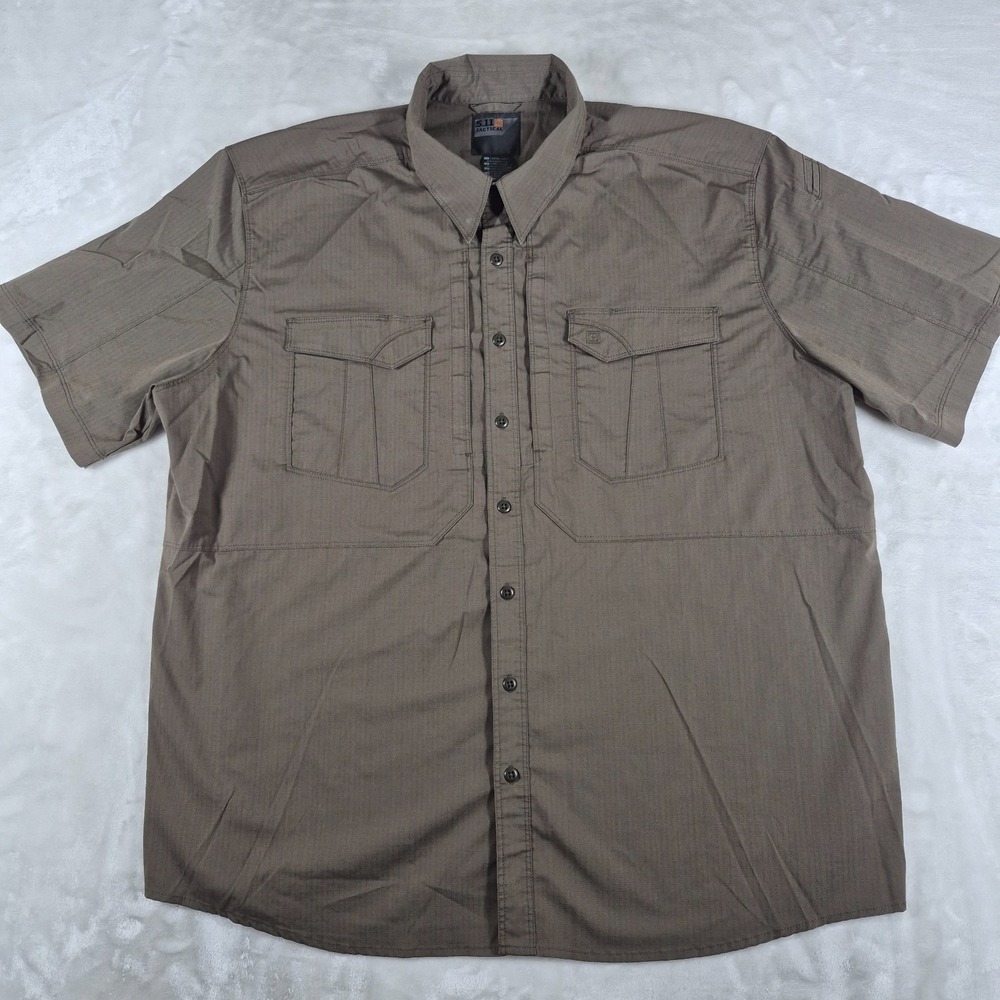 5.11 Tactical Stryke Shirt Men's 2XL XXL Olive Green Short Sleeve Ripstop 71354